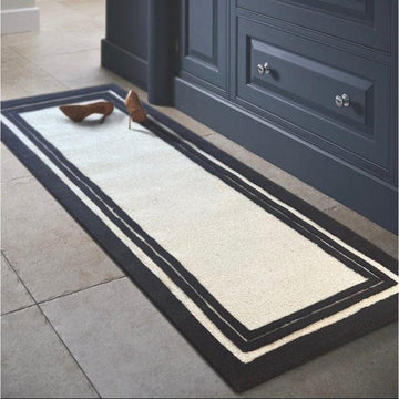Piper Modern Plain Border Hand-Woven Wool Monochrome/Cream/Black Runner-Origins-Rug Love - The Most Loved Rug Store